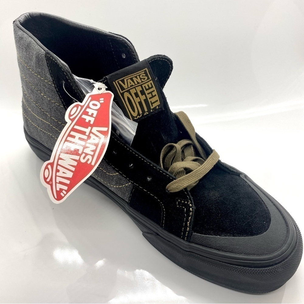Vans Michael February Black Denim Leather Suede High Tops Men’s 7.5 - Picture 3 of 8